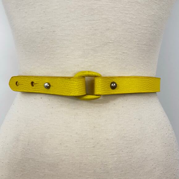 Worth Embossed Leather Waist Belt Yellow S Made in USA - Picture 2 of 10